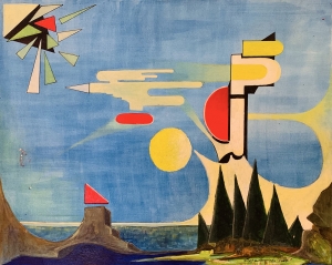 Paesaggio con luna crescente